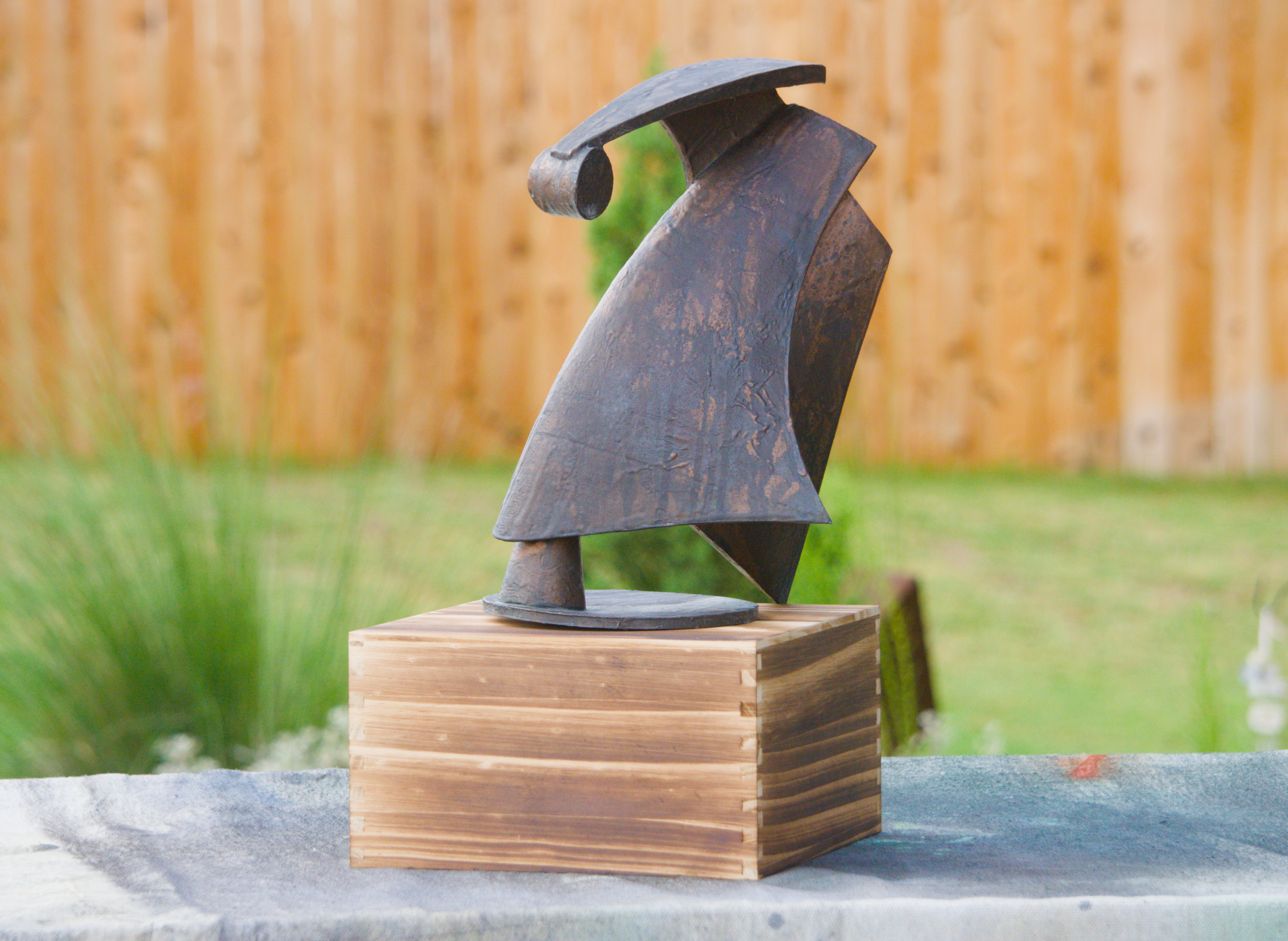 Modernist Horse sculpture photographed outdoors
